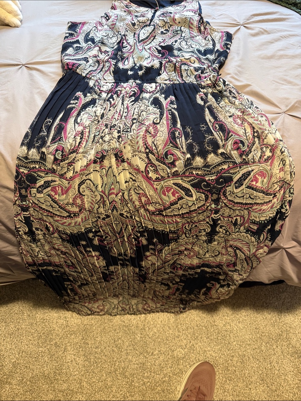 Banana Republic Navy, Cream and Pink Paisley Maxi Dress